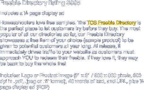 Freebie Directory listing $995