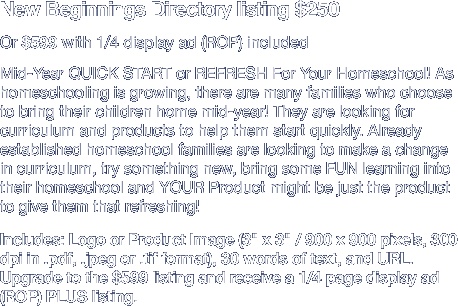 New Beginnings Directory listing $250